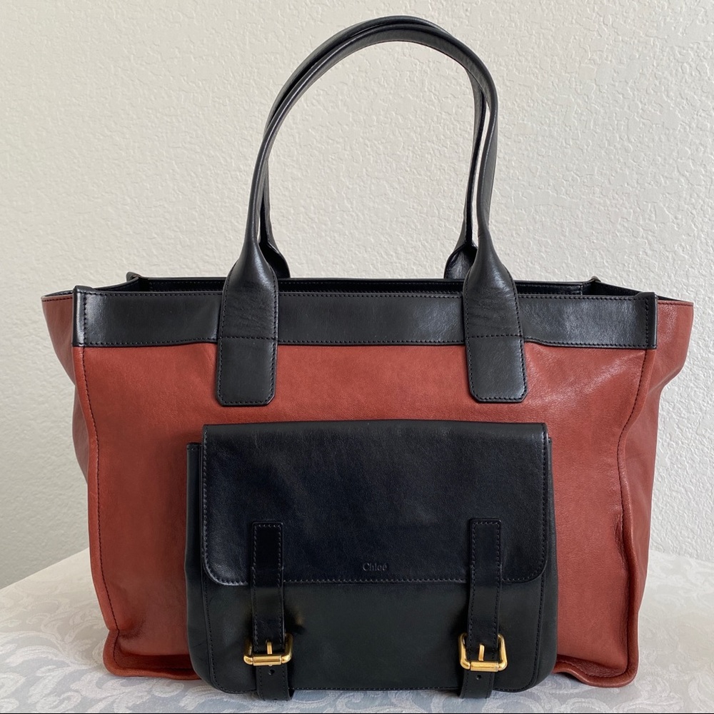 Chloe front pocket shopping tote